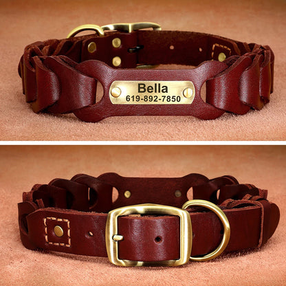 🐶 Personalisiertes Leder-Hundehalsband mit Namensgravur – Verstellbar & robust