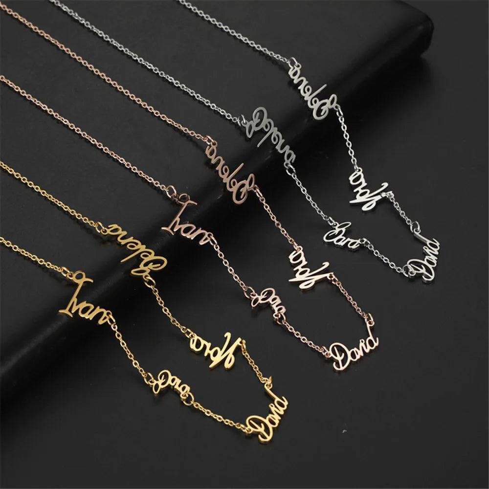 ❤️ Personalisierte Familienkette mit mehreren Namen aus Edelstahl – Individuelle Namenskette für Damen