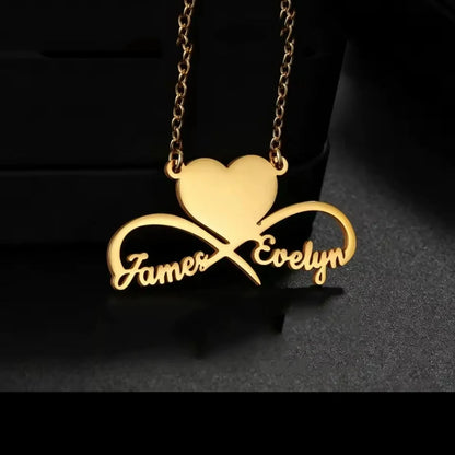 ❤️ Personalisierte Infinity Doppel-Namenskette aus Edelstahl – Individuelle Partnerkette mit zwei Namen