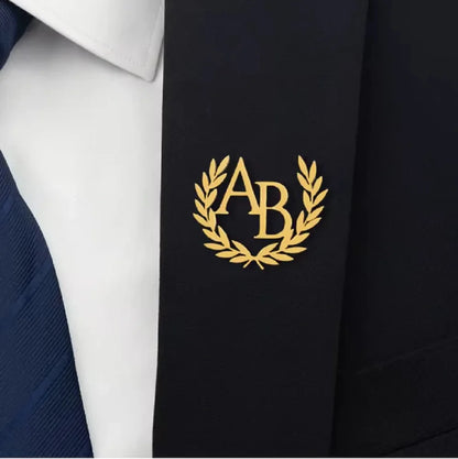 ❤️ Personalisierte Namensbrosche mit Olivenzweig aus Edelstahl – Individuelle Brosche für Damen & Herren