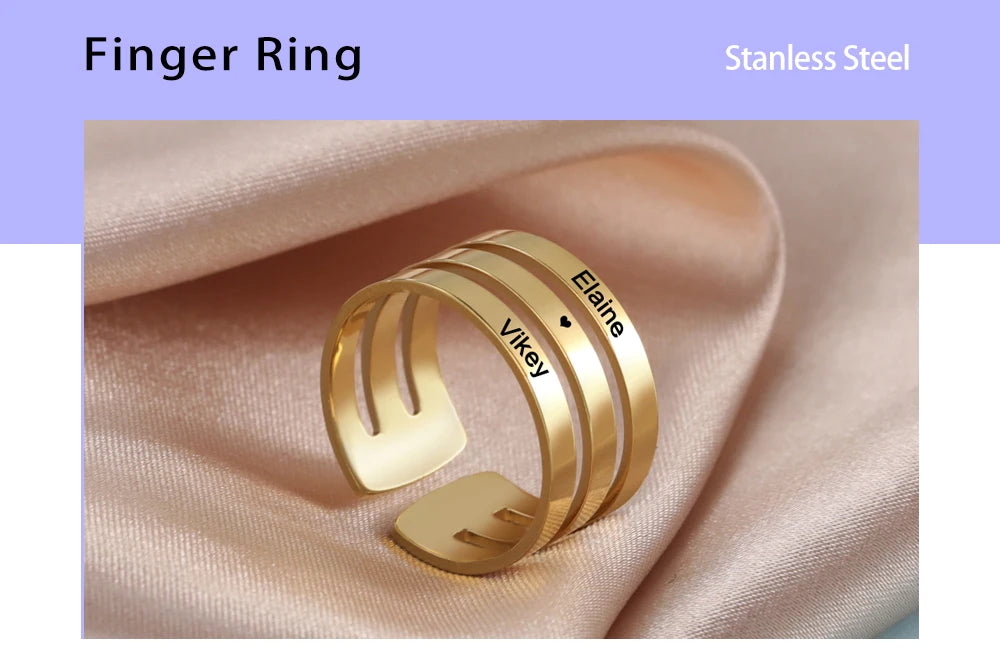 ✨ Personalisierter Ring mit Gravur – Namensring aus Edelstahl für Paare, Geschenk für Liebe & Familie