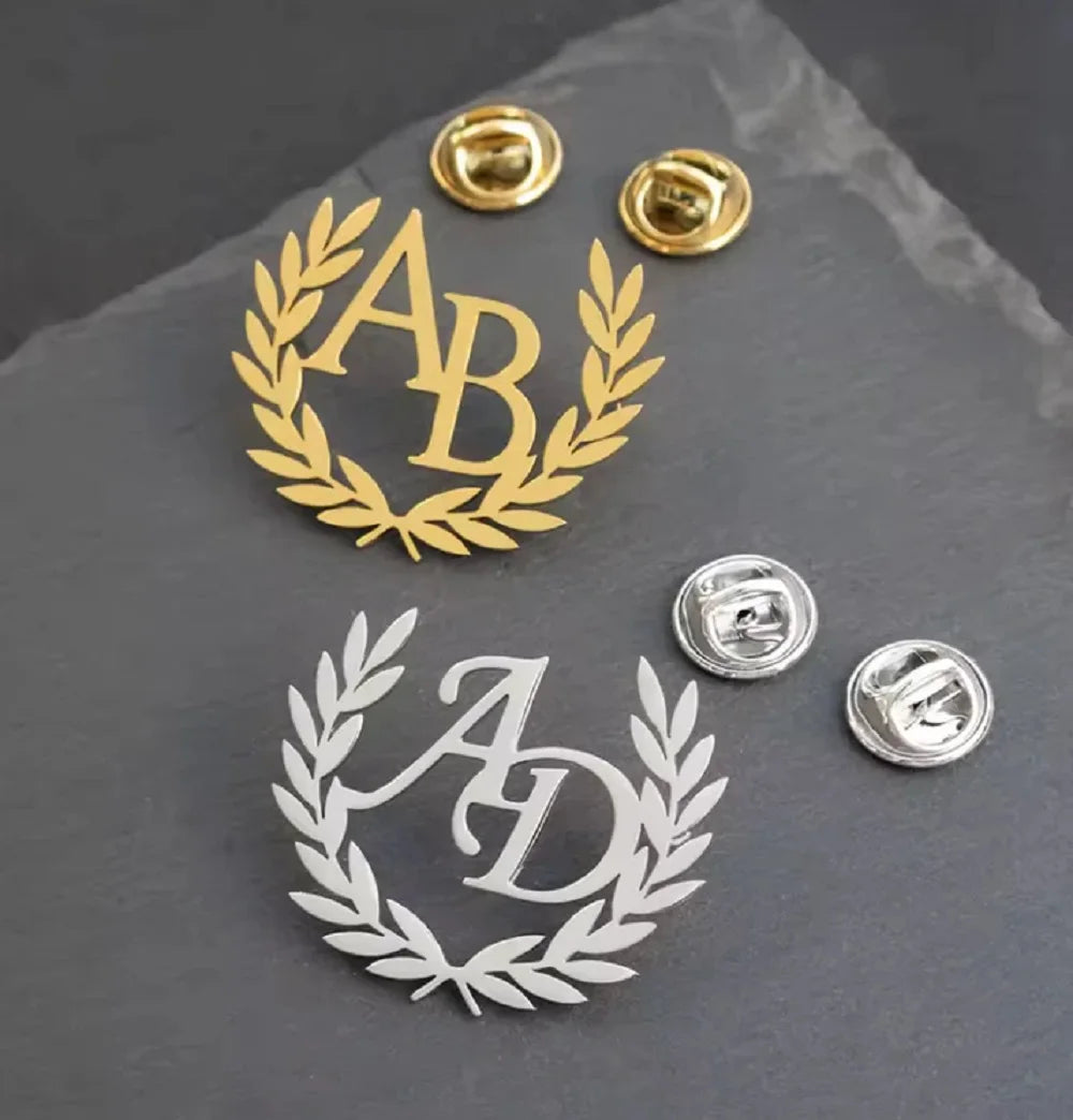 ❤️ Personalisierte Namensbrosche mit Olivenzweig aus Edelstahl – Individuelle Brosche für Damen & Herren
