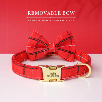 🐶 Personalisiertes Hundehalsband mit Fliege & Gravur – Name + Telefonnummer