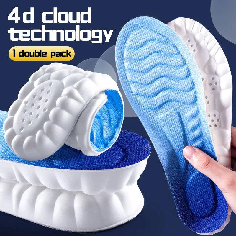 ☁️ 4D Cloud Technology Sport-Einlegesohlen – Weiche PU-Memory-Foam Einlagen für Komfort, Dämpfung & tägliche Unterstützung