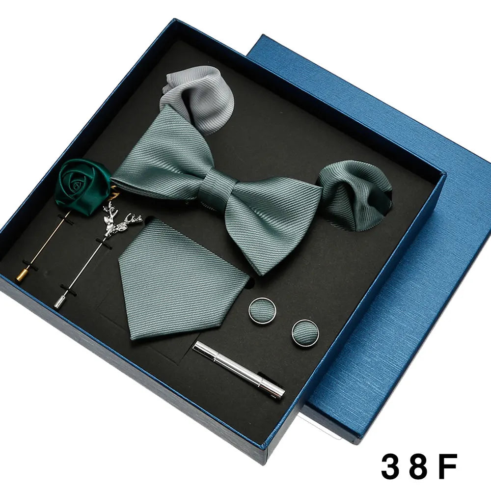 👔 Krawatte Set Herren mit Einstecktuch & Manschettenknöpfen – 🎁 Elegante Krawatte für Hochzeit & Business – ✨ Geschenkset für Männer