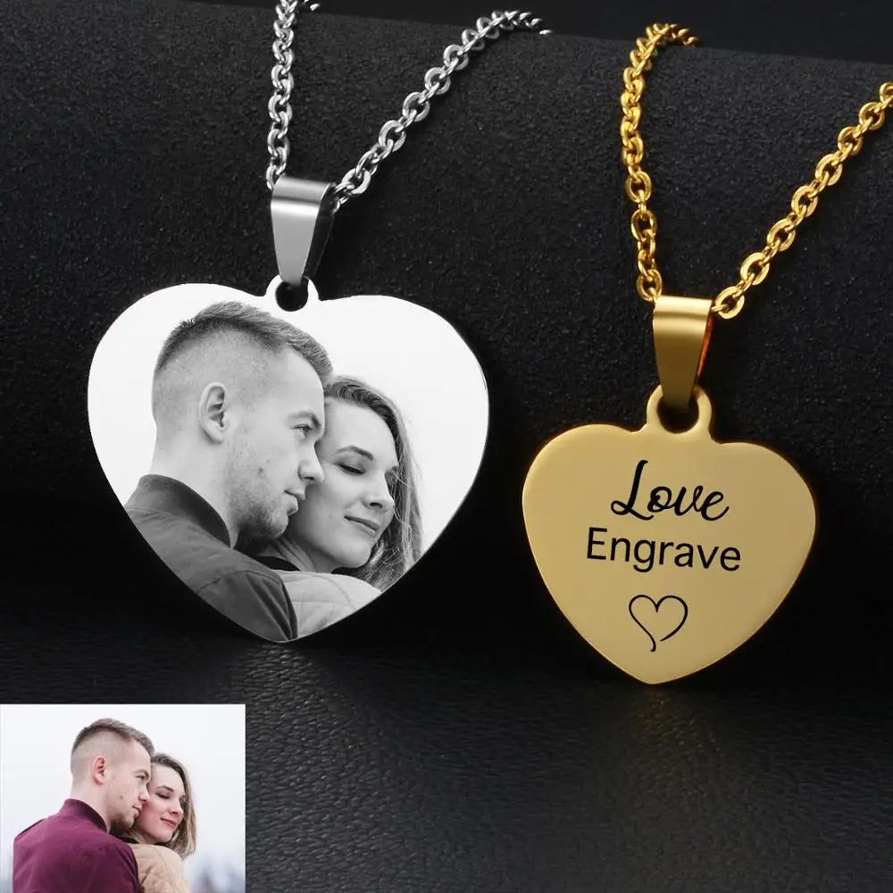 ✨ Personalisierte Foto Halskette Herz – Gravur Kette mit Bild & Name aus Edelstahl für Damen
