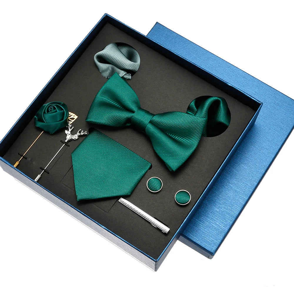 👔 Krawatte Set Herren mit Einstecktuch & Manschettenknöpfen – 🎁 Elegante Krawatte für Hochzeit & Business – ✨ Geschenkset für Männer