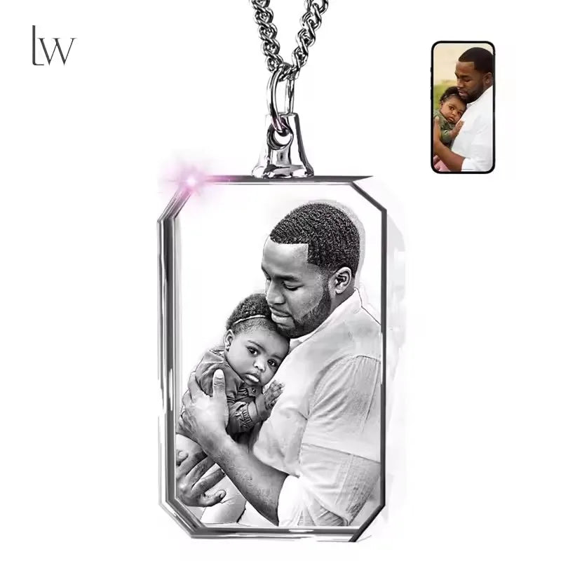 ✨ Personalisiertes 3D-Kristallfoto als Herz-Halskette – Individuelle Foto-Halskette für Frauen & Männer