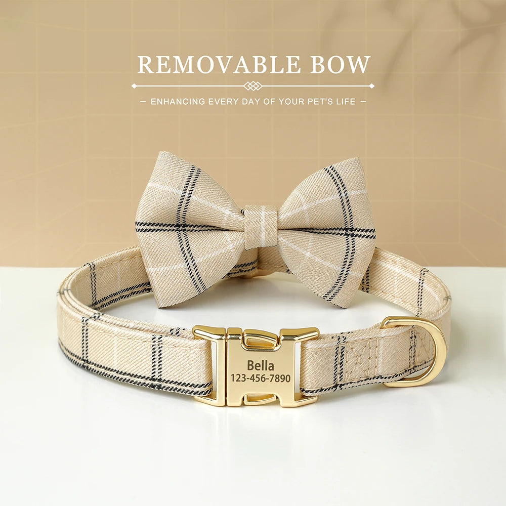 🐶 Personalisiertes Hundehalsband mit Fliege & Gravur – Name + Telefonnummer
