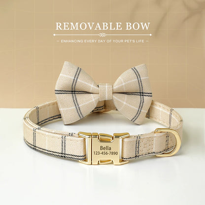 🐶 Personalisiertes Hundehalsband mit Fliege & Gravur – Name + Telefonnummer