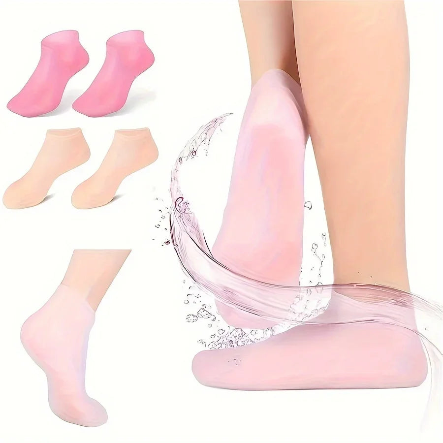 Rosa Silikonsocken auf weißem Hintergrund