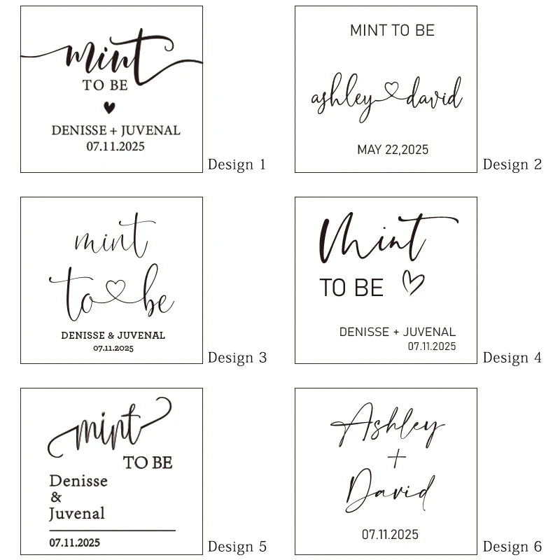 💍 Personalisierte Hochzeits Aufkleber (42 Stück) – 🍬 Mint to Be Sticker für Gastgeschenke – ✨ Individuelle Candy Labels Hochzeit & Verlobung