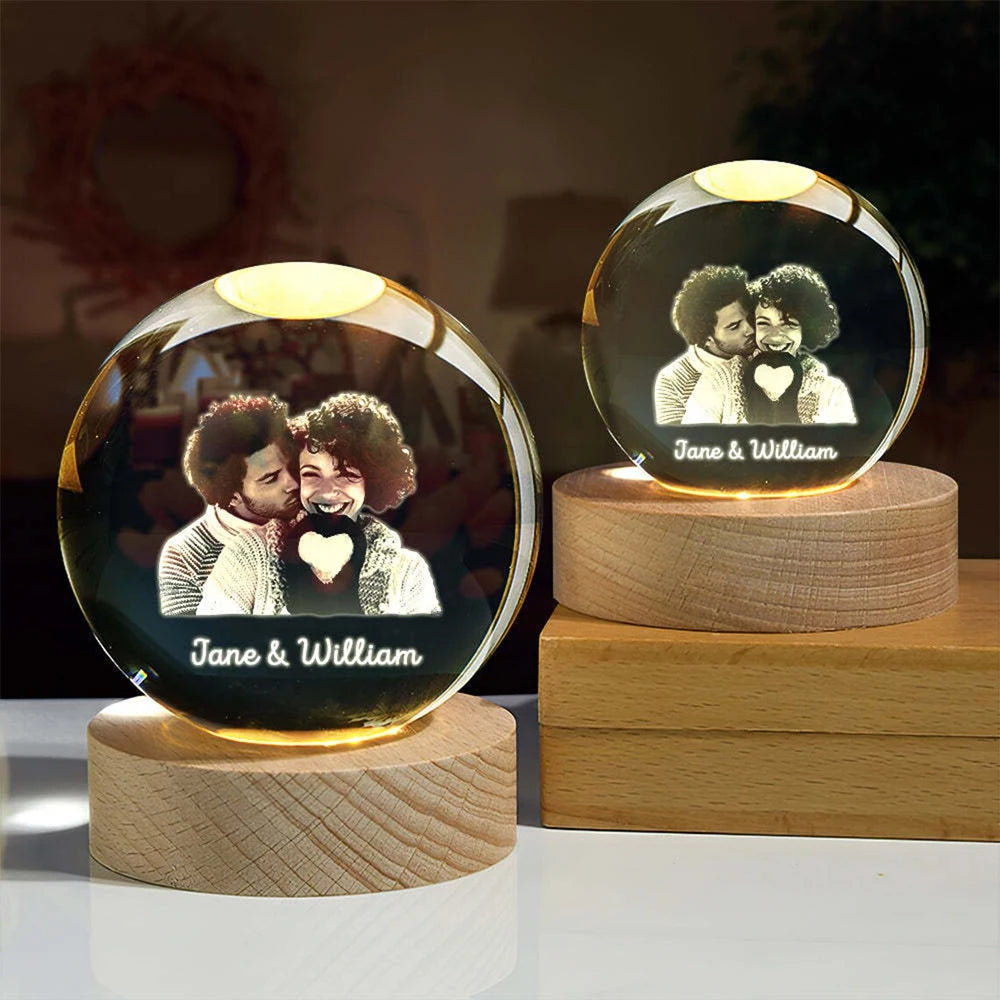🔮 Benutzerdefiniertes Kristallkugel Foto LED Nachtlicht – Persönliche Dekoration & Geschenk