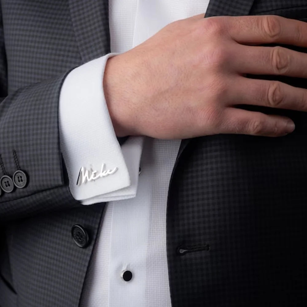 💎 Personalisierte Manschettenknöpfe mit Namen (2er Set) – 👔 Edelstahl Herren Manschettenknöpfe für Hochzeit, Bräutigam & Trauzeugen – 🎁 Individuelles Geschenk für Männer