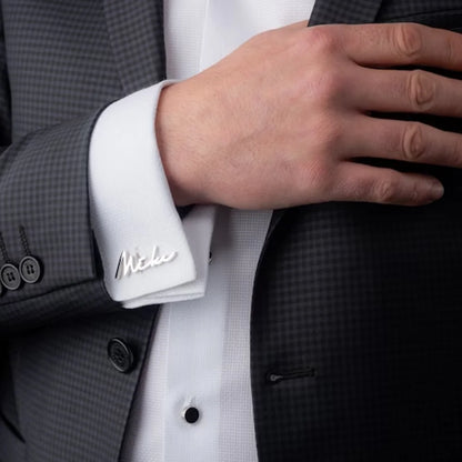 💎 Personalisierte Manschettenknöpfe mit Namen (2er Set) – 👔 Edelstahl Herren Manschettenknöpfe für Hochzeit, Bräutigam & Trauzeugen – 🎁 Individuelles Geschenk für Männer