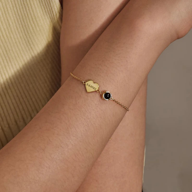 💖 Personalisiertes Foto Armband mit Name – 📸 Projektionsarmband mit Bild im Inneren – 🎁 Emotionales Geschenk für Frauen & beste Freunde