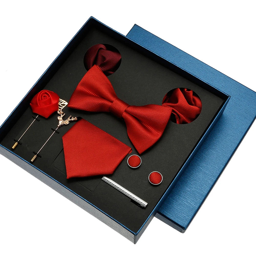 👔 Krawatte Set Herren mit Einstecktuch & Manschettenknöpfen – 🎁 Elegante Krawatte für Hochzeit & Business – ✨ Geschenkset für Männer