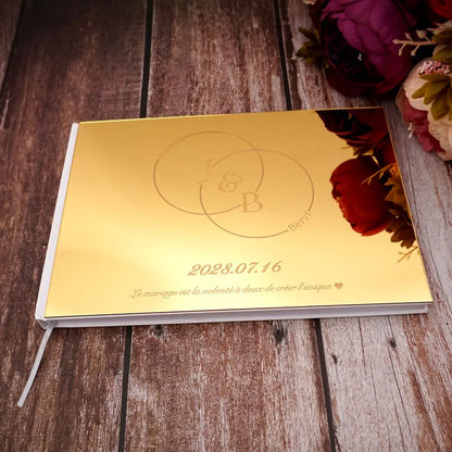Personalisiertes Hochzeits-Gästebuch 25×18 cm – Acryl-Einband, Wunschbuch, Verlobung