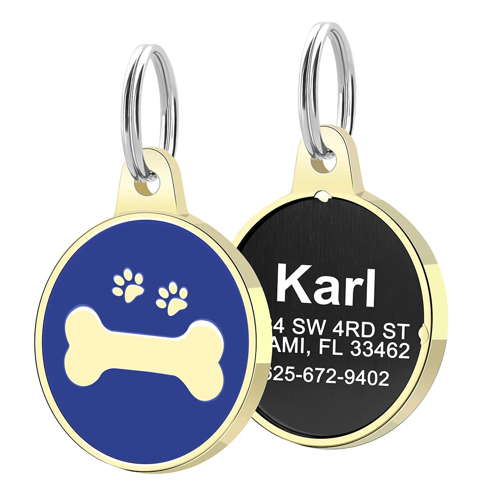 🐶 Personalisierte Hundemarke aus Edelstahl – Graviertes Namensschild für Hunde & Katzen