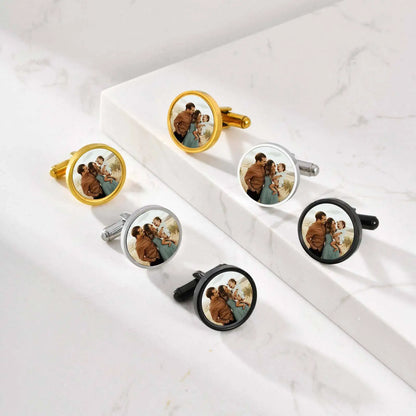 📸 Personalisierte Foto Manschettenknöpfe (2er Set) – 👔 Manschettenknöpfe mit eigenem Bild – 🎁 Hochzeitsgeschenk für Bräutigam & Trauzeuge