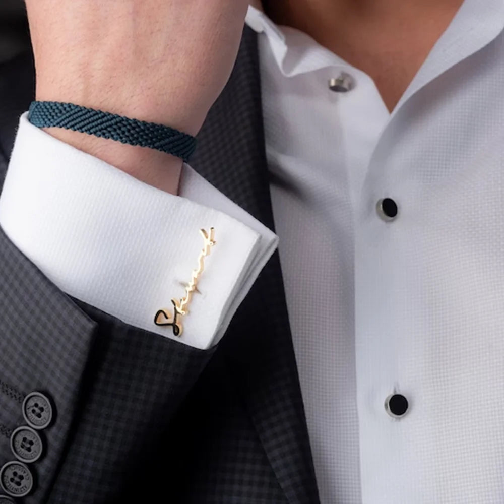 💎 Personalisierte Manschettenknöpfe mit Namen (2er Set) – 👔 Edelstahl Herren Manschettenknöpfe für Hochzeit, Bräutigam & Trauzeugen – 🎁 Individuelles Geschenk für Männer