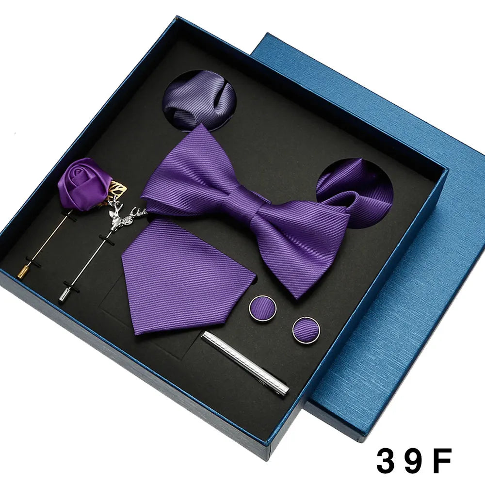 👔 Krawatte Set Herren mit Einstecktuch & Manschettenknöpfen – 🎁 Elegante Krawatte für Hochzeit & Business – ✨ Geschenkset für Männer