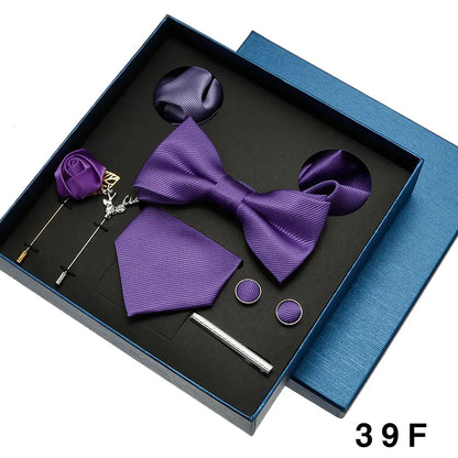 👔 Krawatte Set Herren mit Einstecktuch & Manschettenknöpfen – 🎁 Elegante Krawatte für Hochzeit & Business – ✨ Geschenkset für Männer