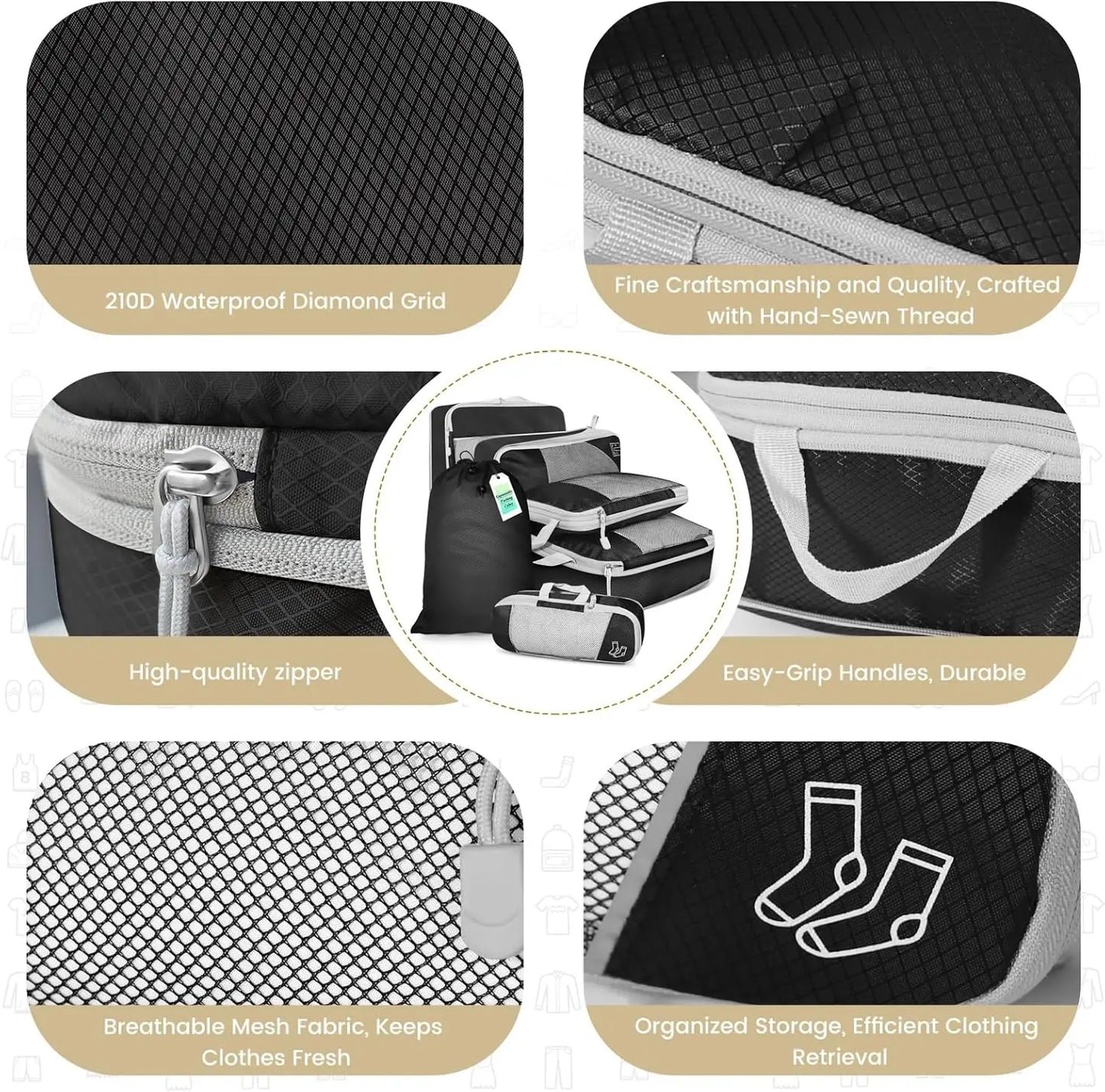 6-teiliges Reise-Kompressions-Organizer-Set – Platzsparend, leicht & perfekt organisiert reisen