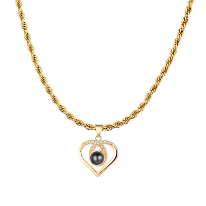 ❤️ Personalisierte Foto Projektions Halskette mit eigenem Bild – Edelstahl Seilkette für Damen