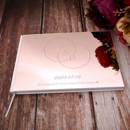 Personalisiertes Hochzeits-Gästebuch 25×18 cm – Acryl-Einband, Wunschbuch, Verlobung