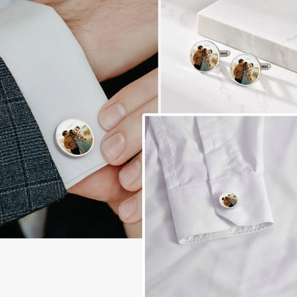 📸 Personalisierte Foto Manschettenknöpfe (2er Set) – 👔 Manschettenknöpfe mit eigenem Bild – 🎁 Hochzeitsgeschenk für Bräutigam & Trauzeuge