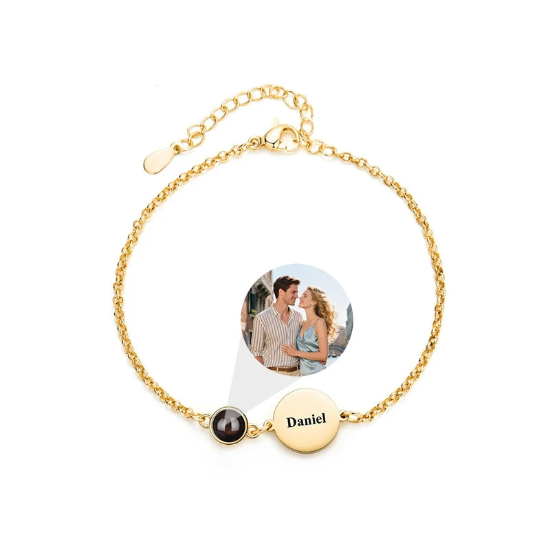💖 Personalisiertes Foto Armband mit Name – 📸 Projektionsarmband mit Bild im Inneren – 🎁 Emotionales Geschenk für Frauen & beste Freunde