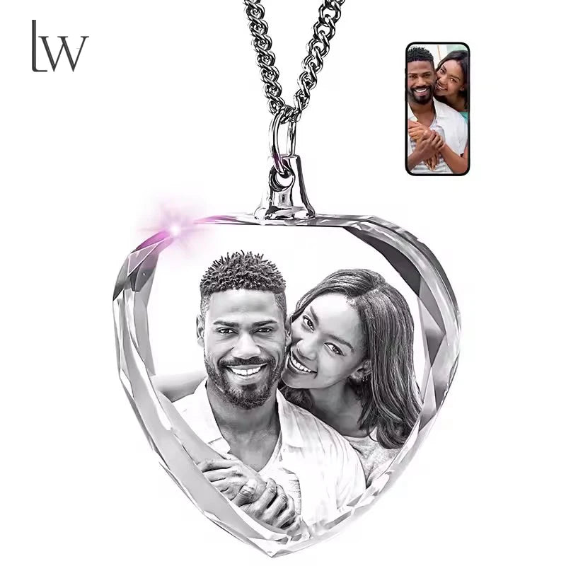 ✨ Personalisiertes 3D-Kristallfoto als Herz-Halskette – Individuelle Foto-Halskette für Frauen & Männer