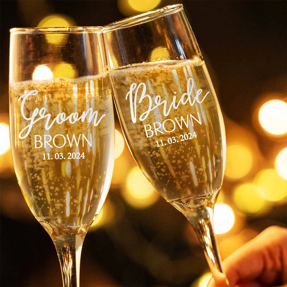 ✨ Personalisierte Champagner-Gläser für die Hochzeit – Gravierte Hochzeits-Toastgläser für Braut & Bräutigam