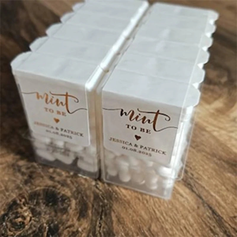💍 Personalisierte Hochzeits Aufkleber (42 Stück) – 🍬 Mint to Be Sticker für Gastgeschenke – ✨ Individuelle Candy Labels Hochzeit & Verlobung
