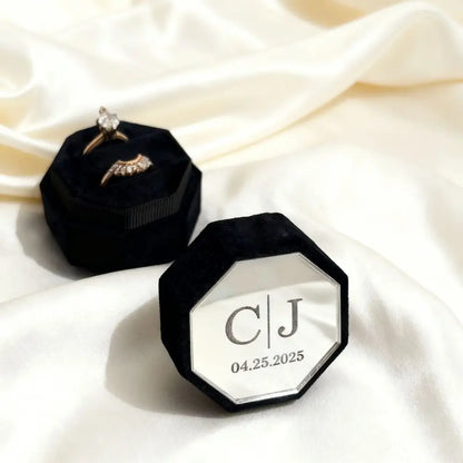 ✨ Personalisierte Samt-Ringbox mit Acryl-Topper – Elegante Ringbox für Verlobung & Hochzeit