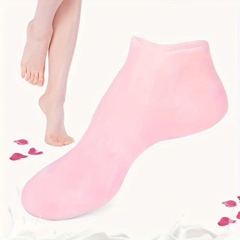 2er-Pack feuchtigkeitsspendende Silikon-Fußsocken – Elastische Spa-Gel-Socken für weiche & gepflegte Füße