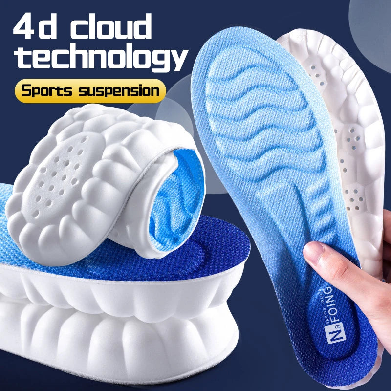 ☁️ 4D Cloud Technology Sport-Einlegesohlen – Weiche PU-Memory-Foam Einlagen für Komfort, Dämpfung & tägliche Unterstützung