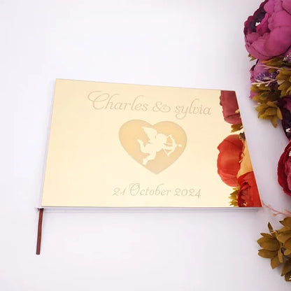 Personalisiertes Hochzeits-Gästebuch 25×18 cm – Acryl-Einband, Wunschbuch, Verlobung