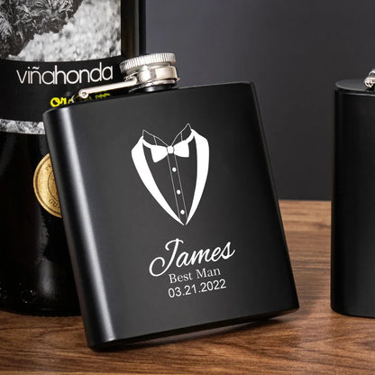 ✨ Personalisierter Flachmann mit Gravur – Edelstahl Geschenk für Trauzeuge & Junggesellenabschied Hochzeit