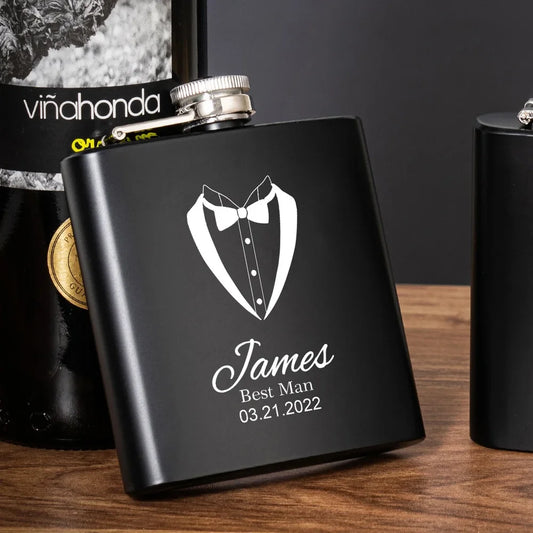 ✨ Personalisierter Flachmann mit Gravur – Edelstahl Geschenk für Trauzeuge & Junggesellenabschied Hochzeit