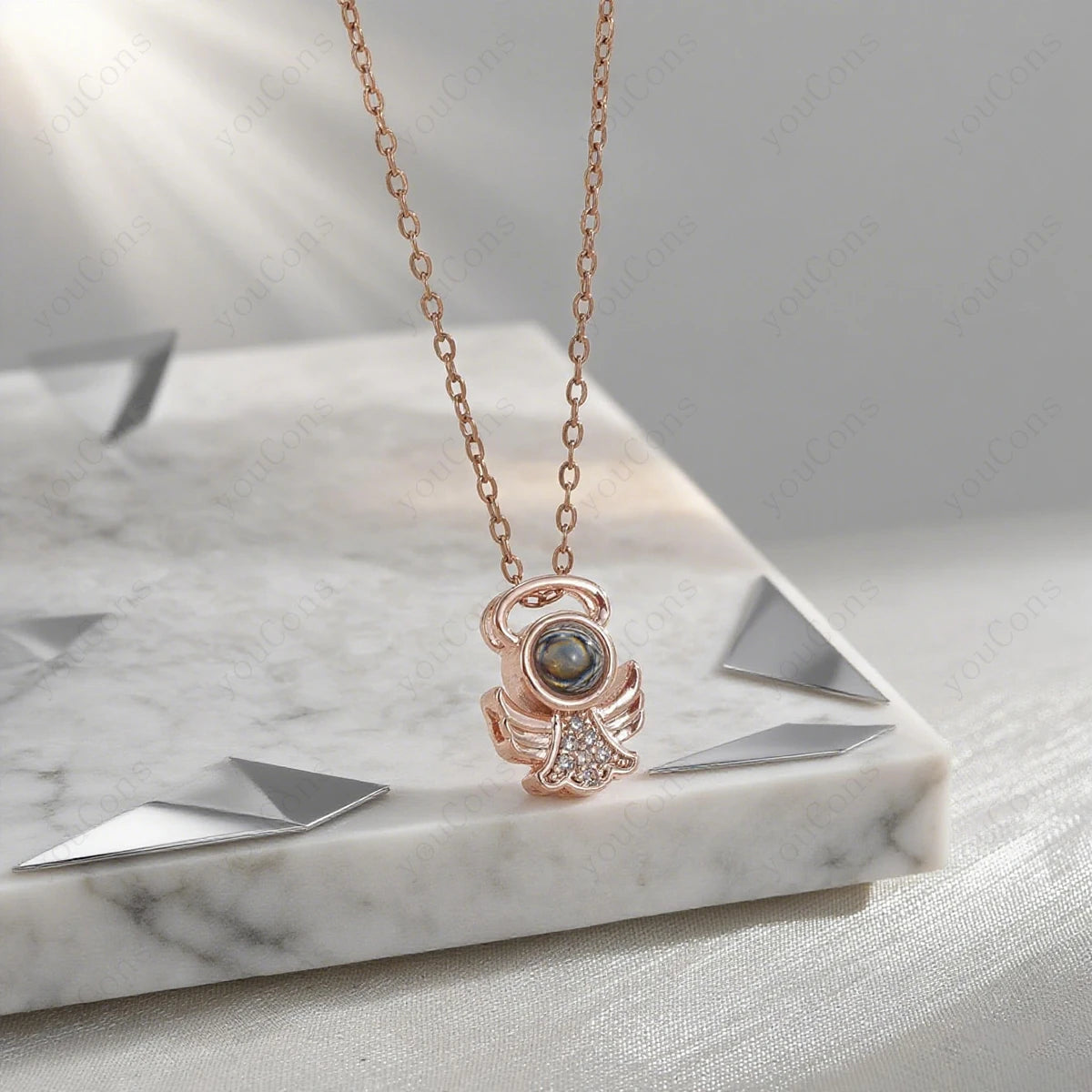 ❤️ Personalisierte Foto Projektions Halskette mit eigenem Bild – Edelstahl Halskette für Damen in verschiedenen Designs