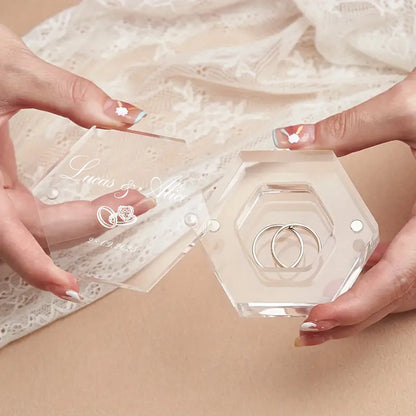 ✨ Personalisierte sechseckige Ringbox – Individuelle Acryl-Ringträgerbox für Verlobung & Hochzeit