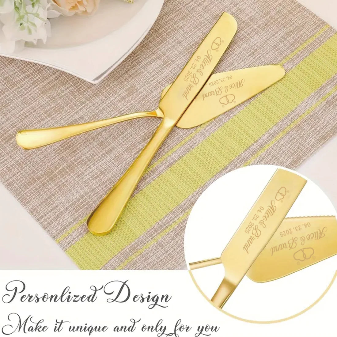 ✨ Personalisiertes Kuchenmesserset mit Gravur – 2-teiliges Edelstahl Set in Geschenkbox