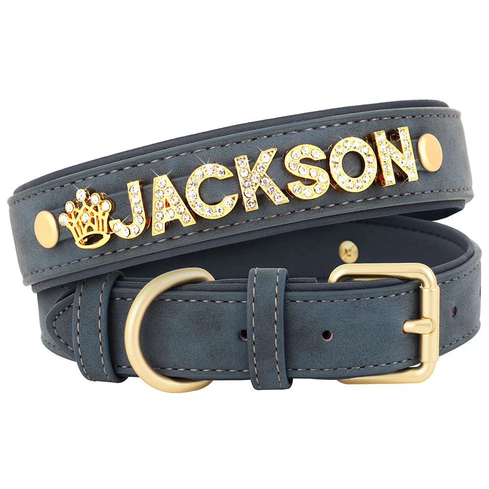 Personalisiertes Leder-Hundehalsband 🐾 Verstellbares Halsband mit Namensanhänger für kleine & mittelgroße Hunde
