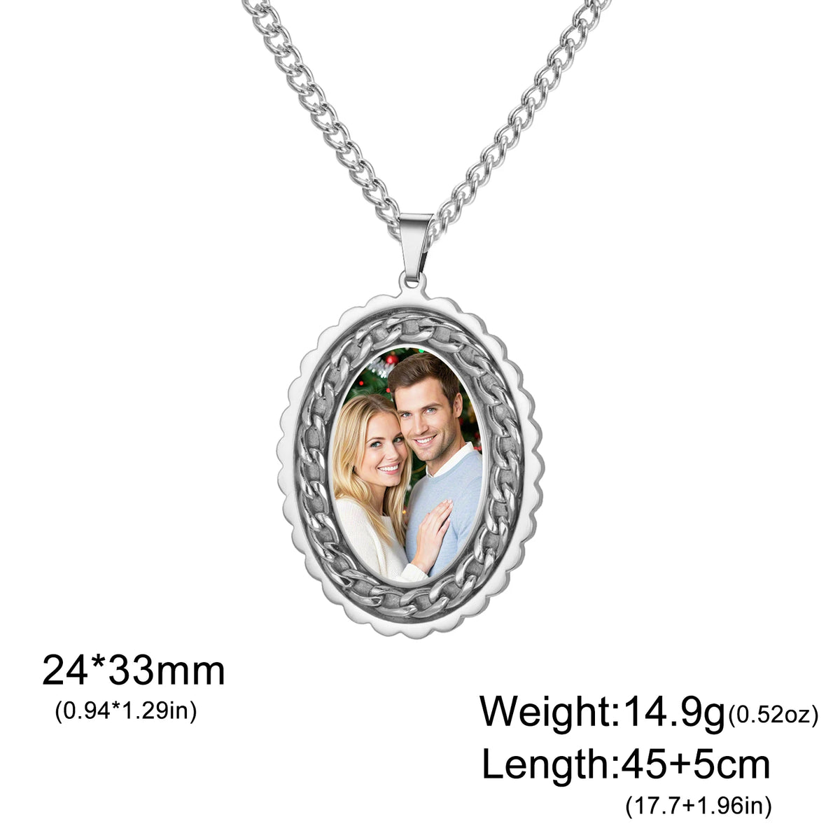 Personalisierte Halskette mit Foto 💕 Individueller Foto-Anhänger aus Edelstahl in Gold, Silber oder Schwarz