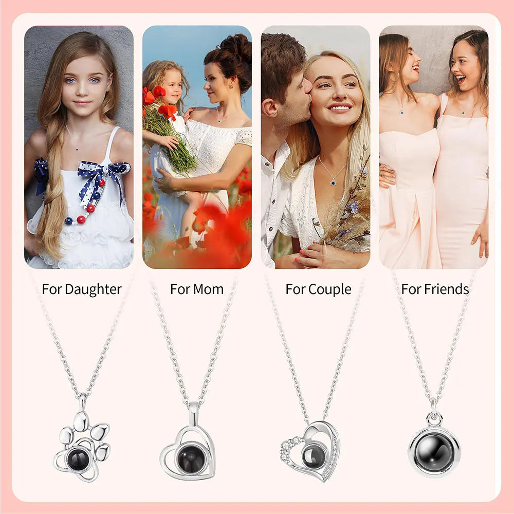 💖 Personalisierte Foto Halskette mit Bild im Inneren – 🐾 Projektionskette mit eigenem Foto – 🎁 Emotionales Geschenk für Frauen & Männer