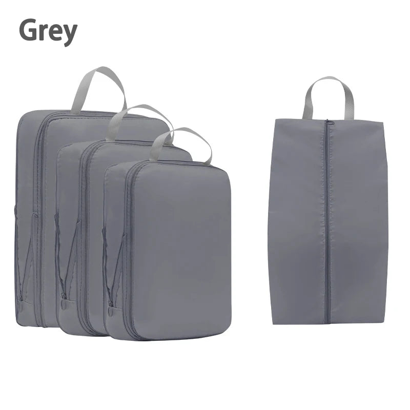 4-teiliges Reise-Kompressions-Taschenset – Ordnung & mehr Platz im Koffer