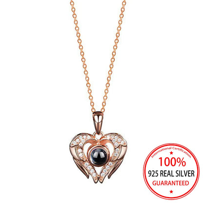 ❤️ Personalisierte Foto Projektions Halskette aus 925 Sterling Silber – Zirkon Anhänger mit eigenem Bild für Damen