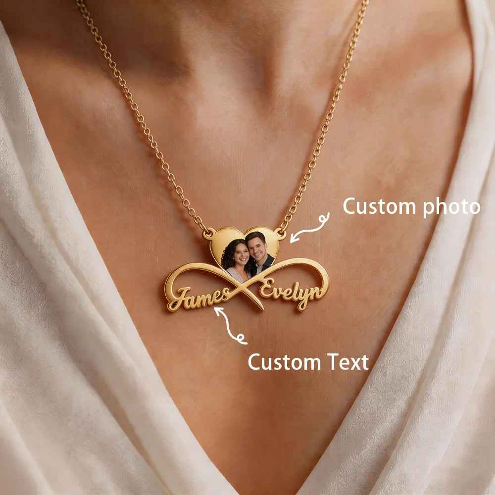 ❤️ Personalisierte Infinity Doppel-Namenskette aus Edelstahl – Individuelle Partnerkette mit zwei Namen